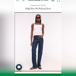 Abercrombie & Fitch Dark Blue High Rise 90s Relaxed Jeans Size 26 Excellent